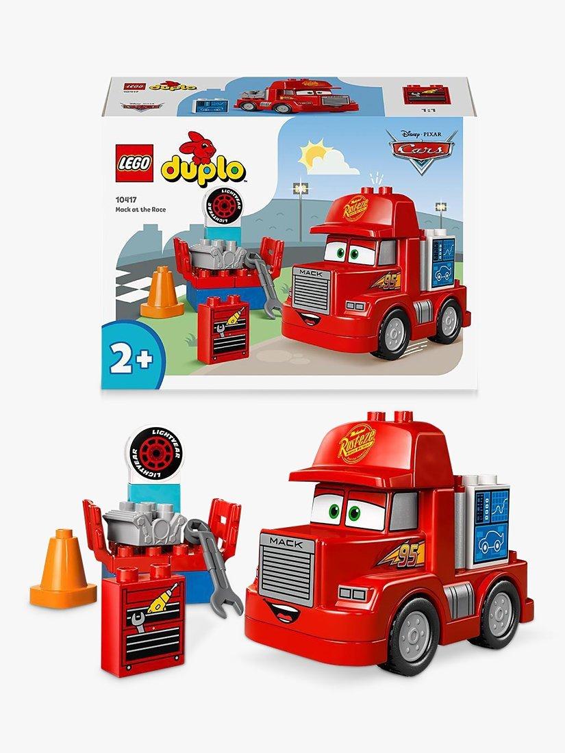 Toddler Building Set with Transport Truck and Race Car Accessories for Ages 24 Months and Up