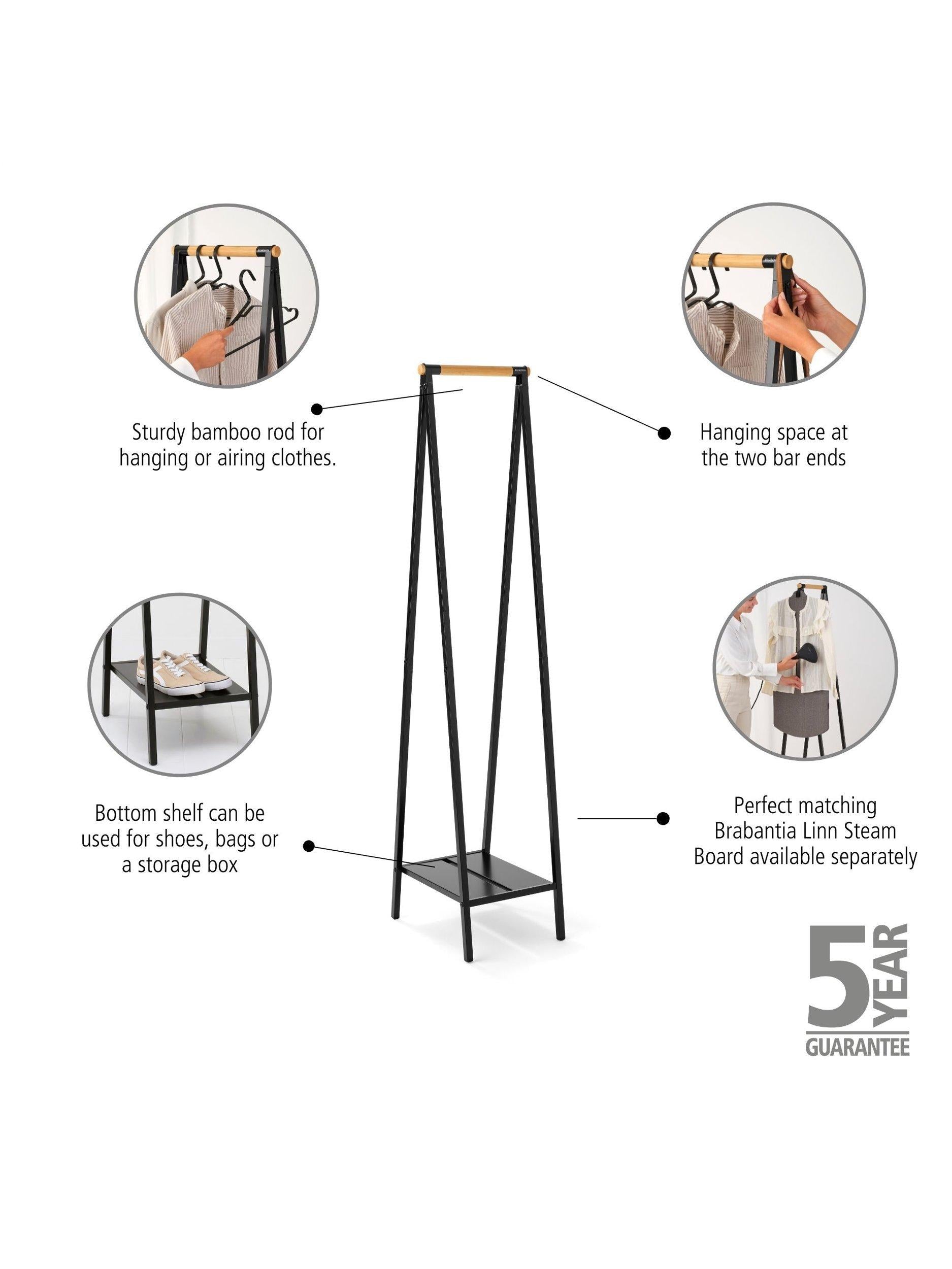 Brabantia bamboo clothes rail with shelf, UK version