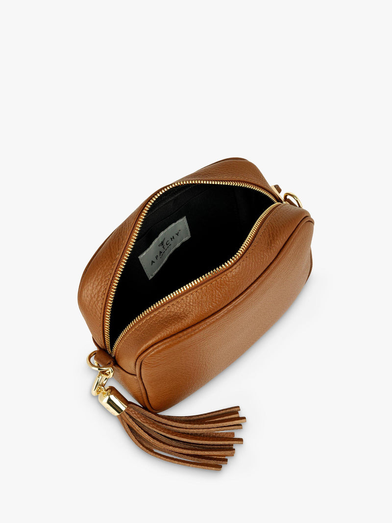 Apatchy London leather crossbody bag with spots (British brand)