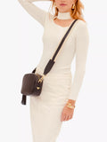 Apatchy London crossbody bag in black leather and canvas, imported from the UK