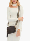 Apatchy London crossbody bag black gold metallic chevron strap, UK version