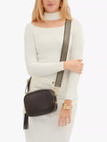 Apatchy London crossbody bag black gold metallic chevron strap, UK version