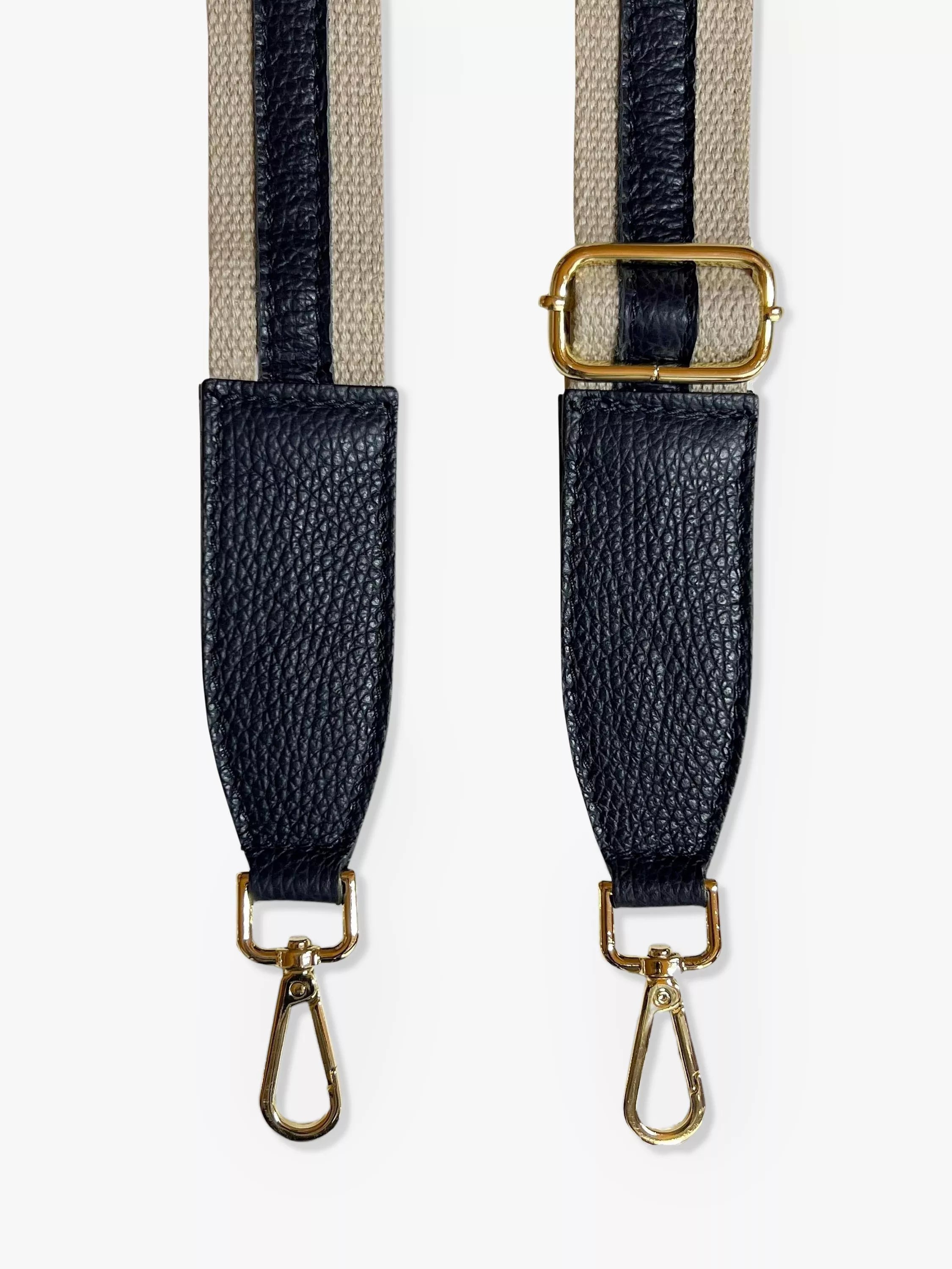 Apatchy London handbag strap leather canvas striped, imported from the UK