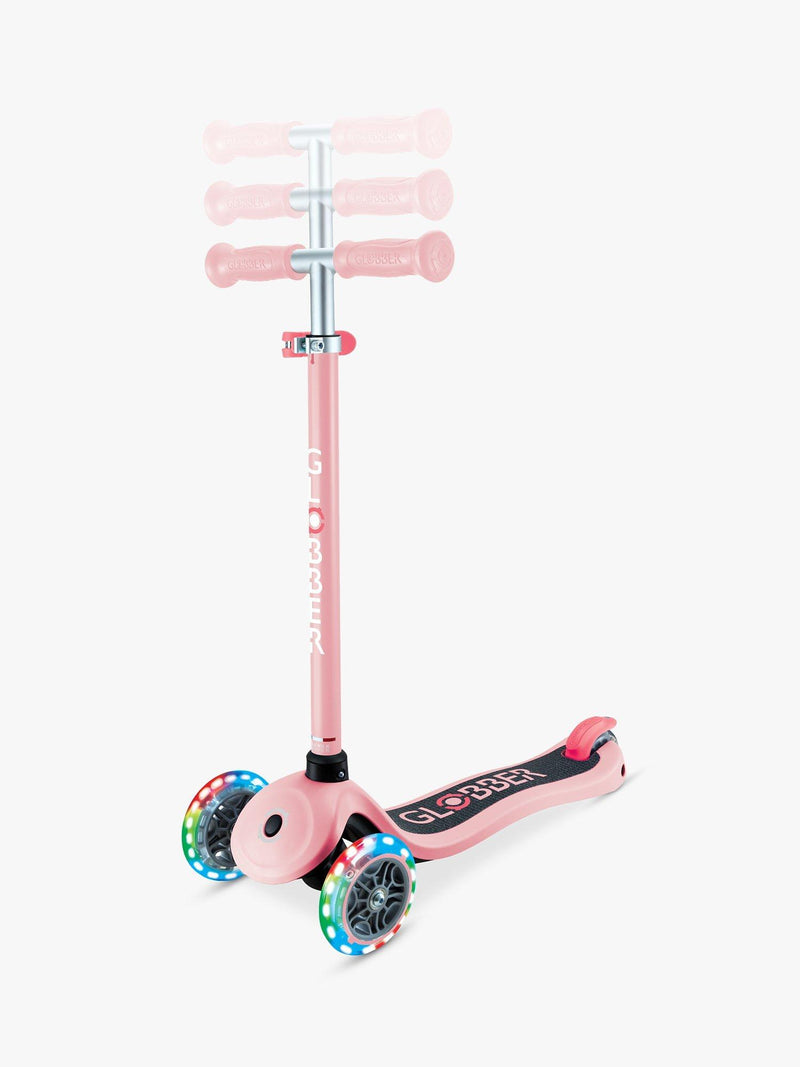 Globber Primo Lights kids scooter pastel pink, imported from the UK