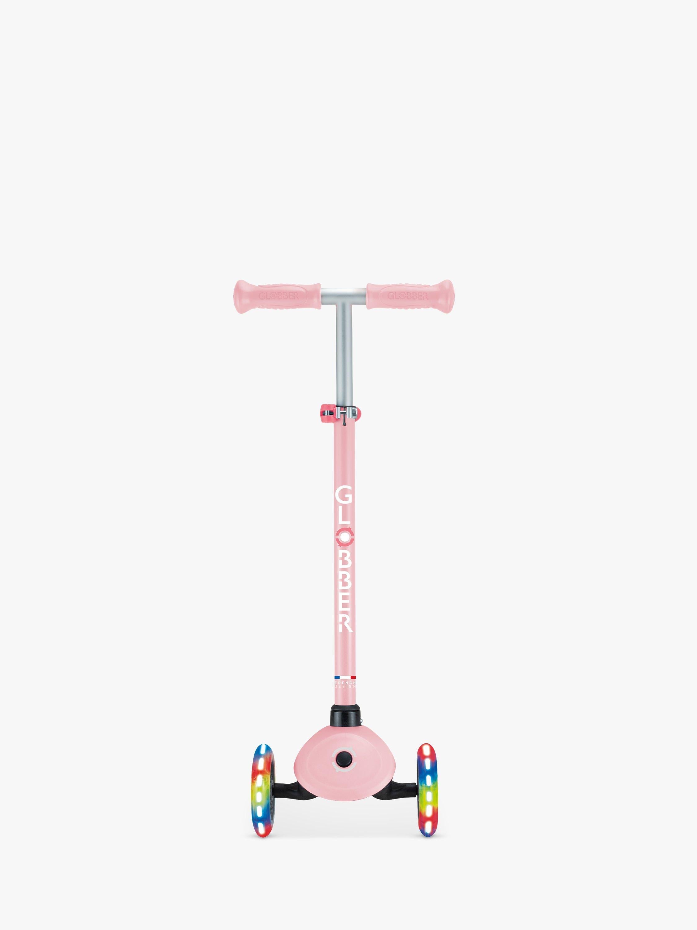 Globber Primo Lights kids scooter pastel pink, imported from the UK