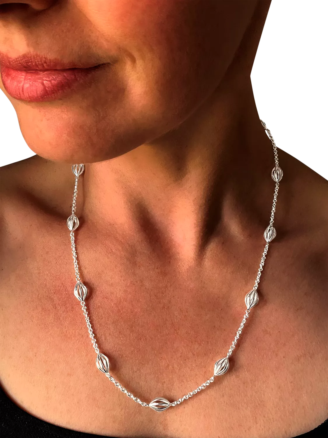 Nina B Lantern Necklace Silver Sterling Silver, imported from the UK