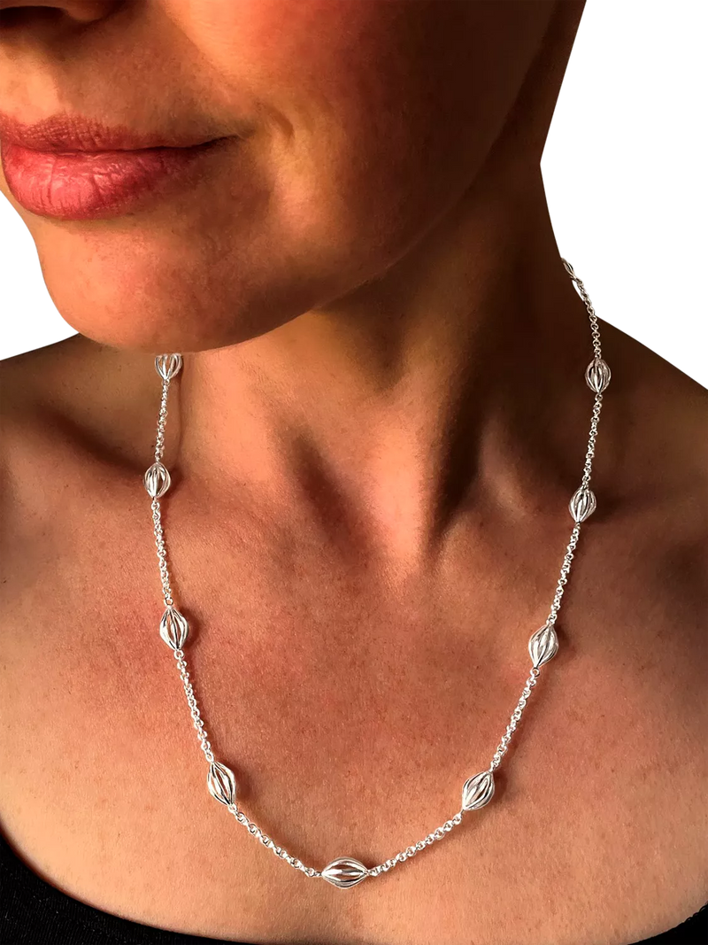 Nina B Lantern Necklace Silver Sterling Silver, imported from the UK