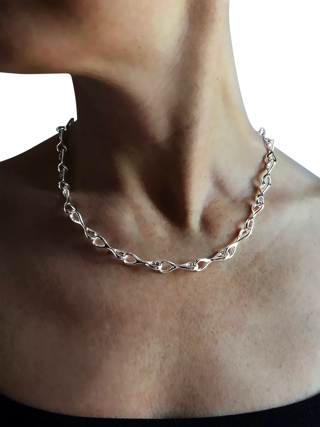 Nina B sterling silver keyhole necklace long 50-55cm - British product
