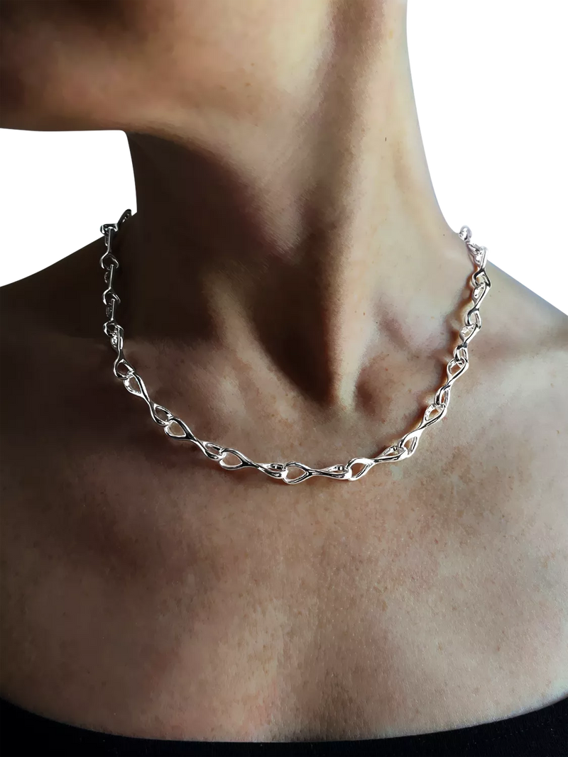 Nina B sterling silver keyhole necklace long 50-55cm - British product