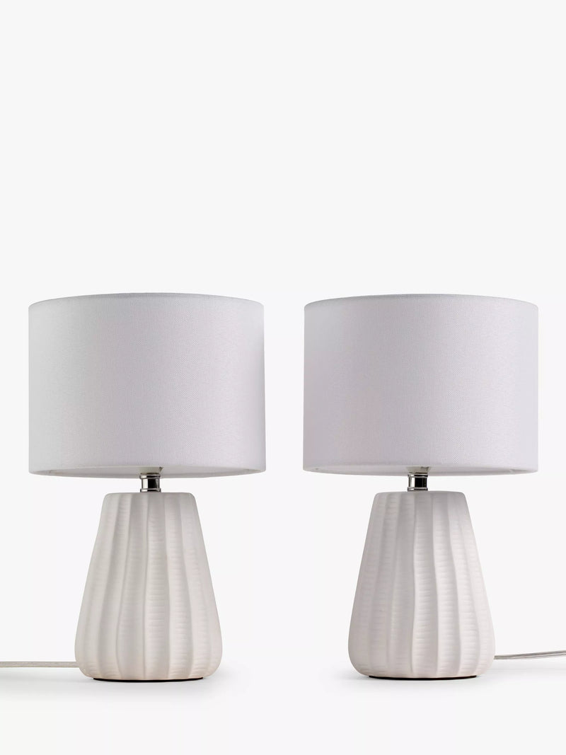 John Lewis Mini Luka ceramic table lamps white, imported from the UK