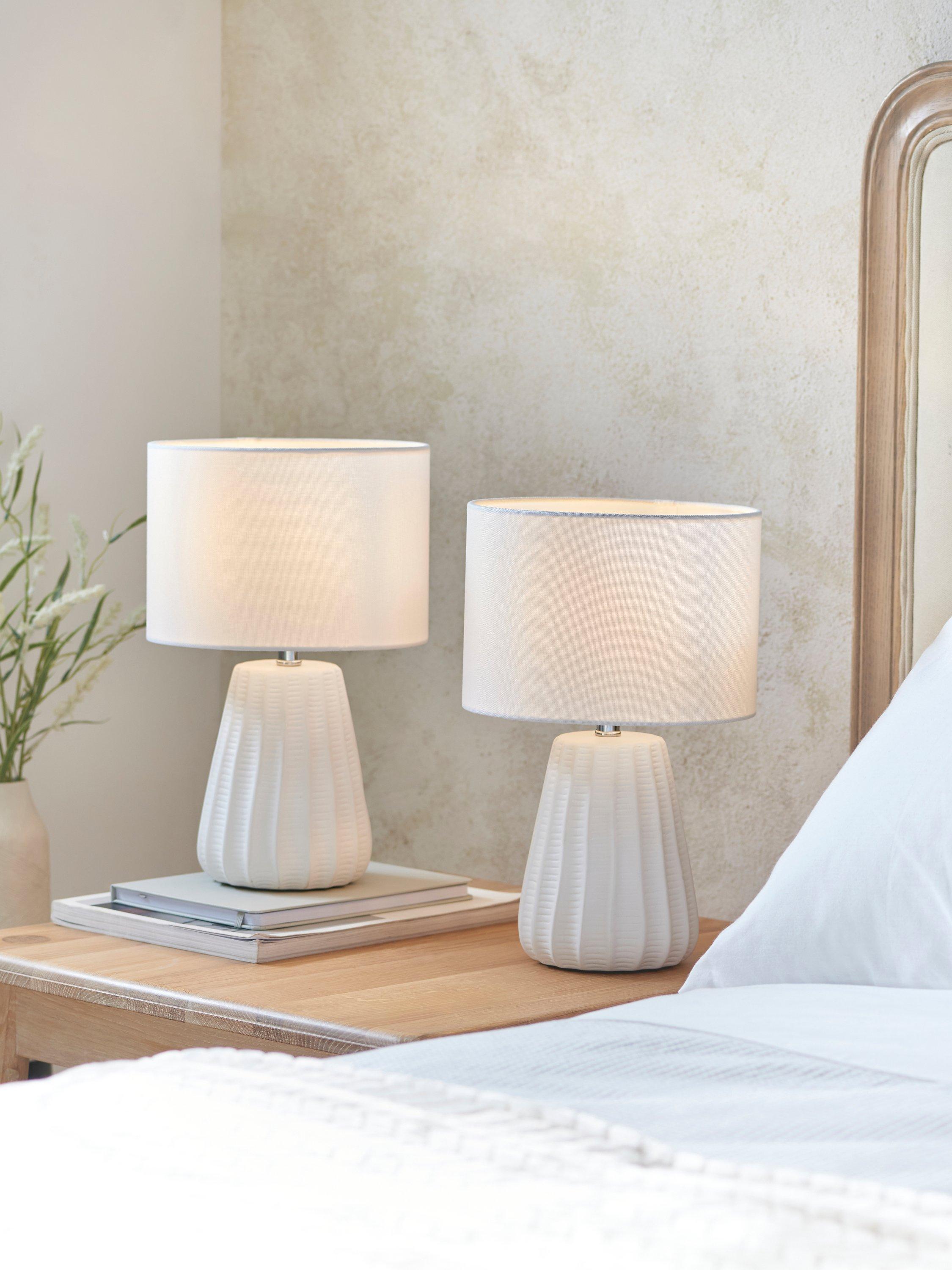 John Lewis Mini Luka ceramic table lamps white, imported from the UK