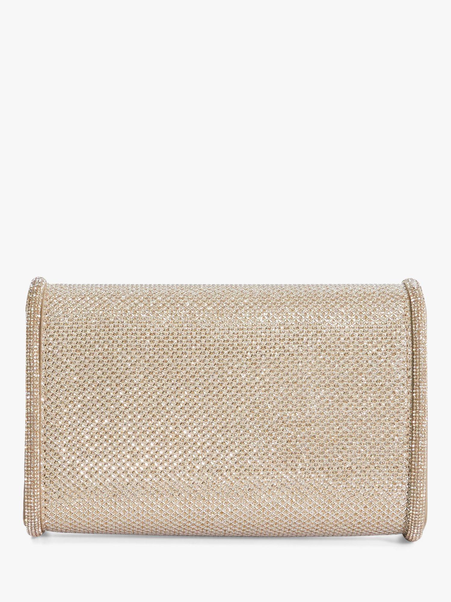 Dune London Bellini metallic fabric box clutch bag (British brand)