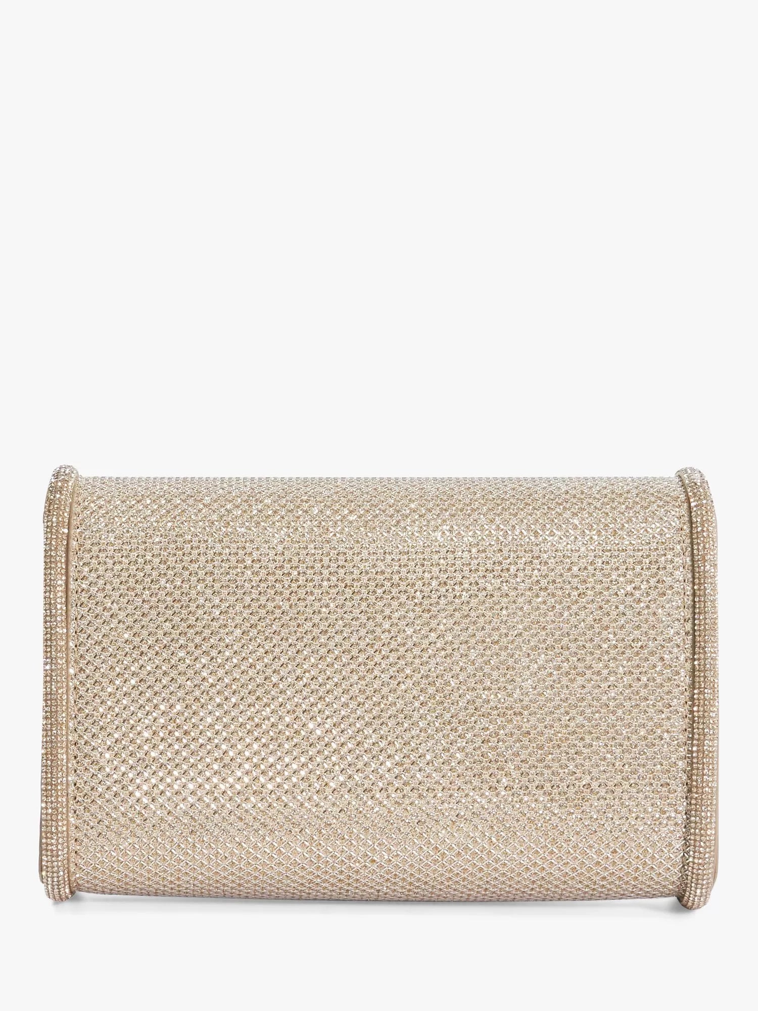 Dune London Bellini metallic fabric box clutch bag (British brand)