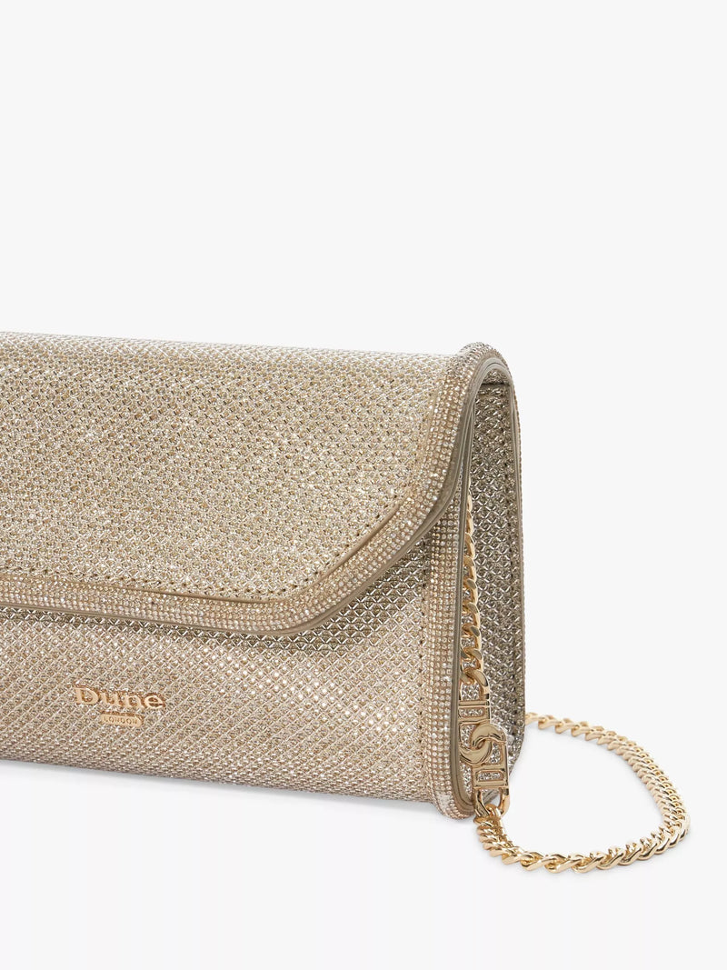 Dune London Bellini metallic fabric box clutch bag (British brand)