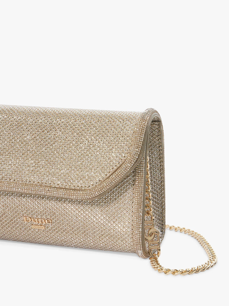 Dune London Bellini metallic fabric box clutch bag (British brand)