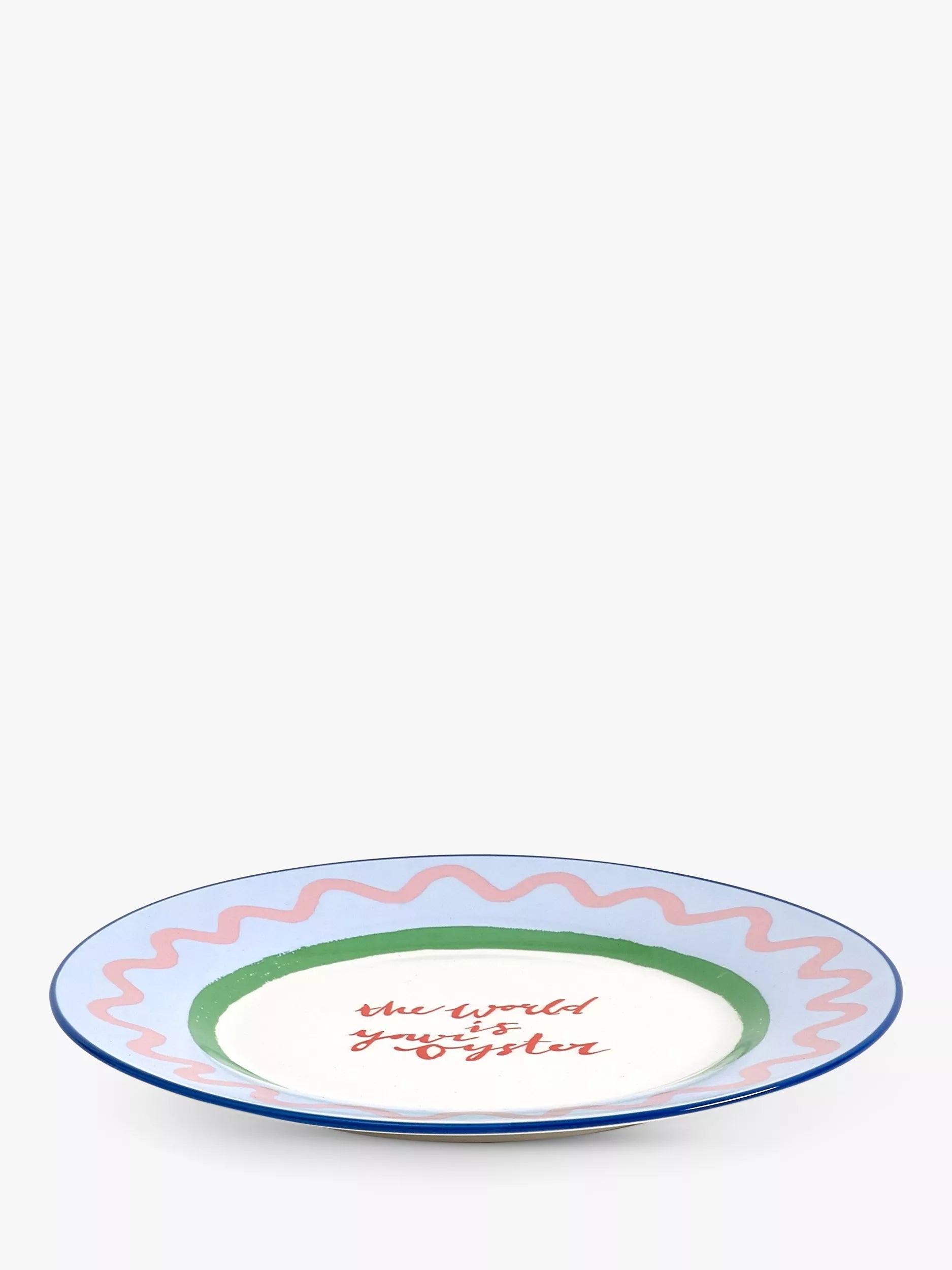 Eleanor Bowmer stoneware side plate with World Is Your Oyster design 19cm - British product