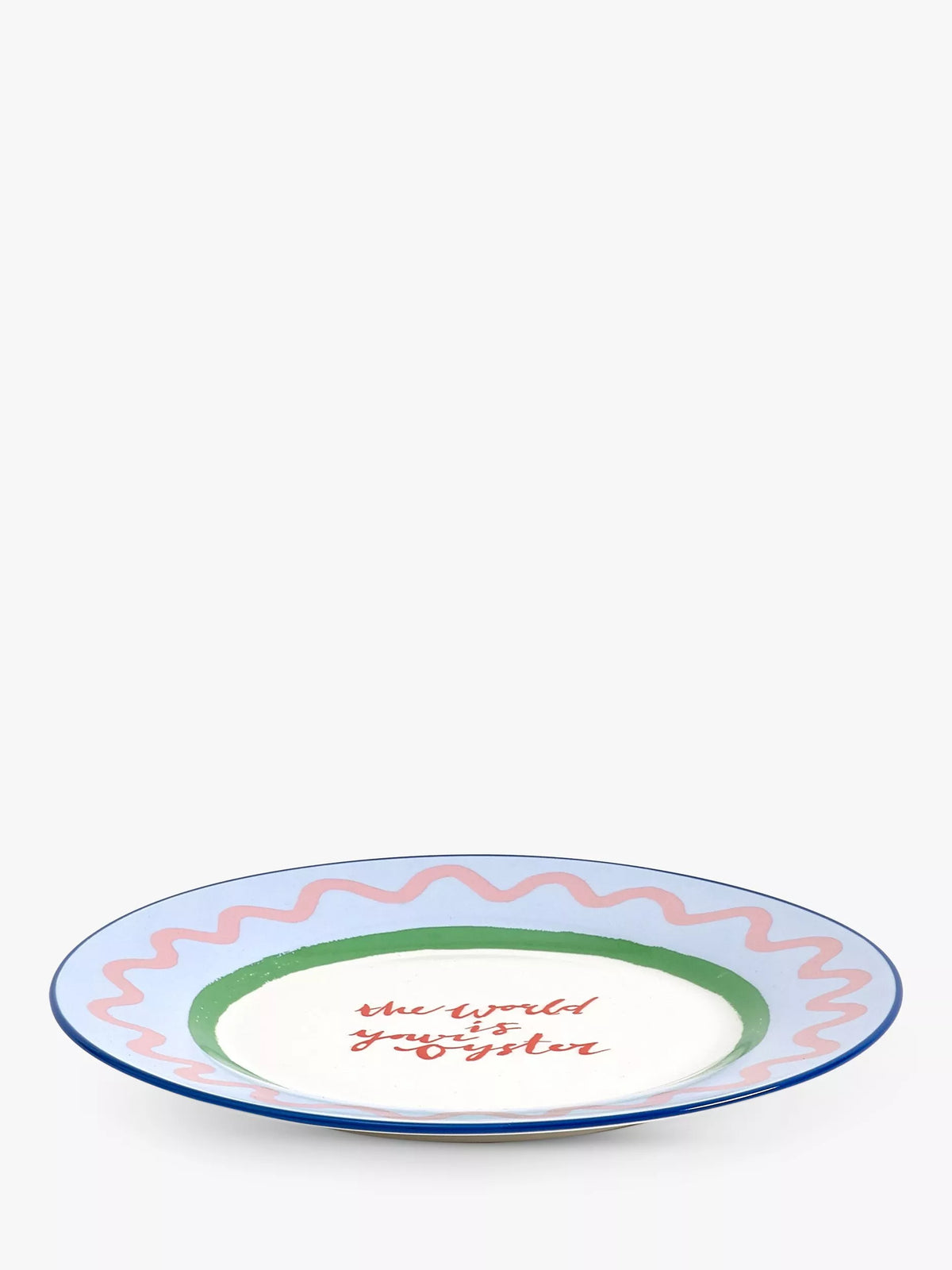 Eleanor Bowmer stoneware side plate with World Is Your Oyster design 19cm - British product