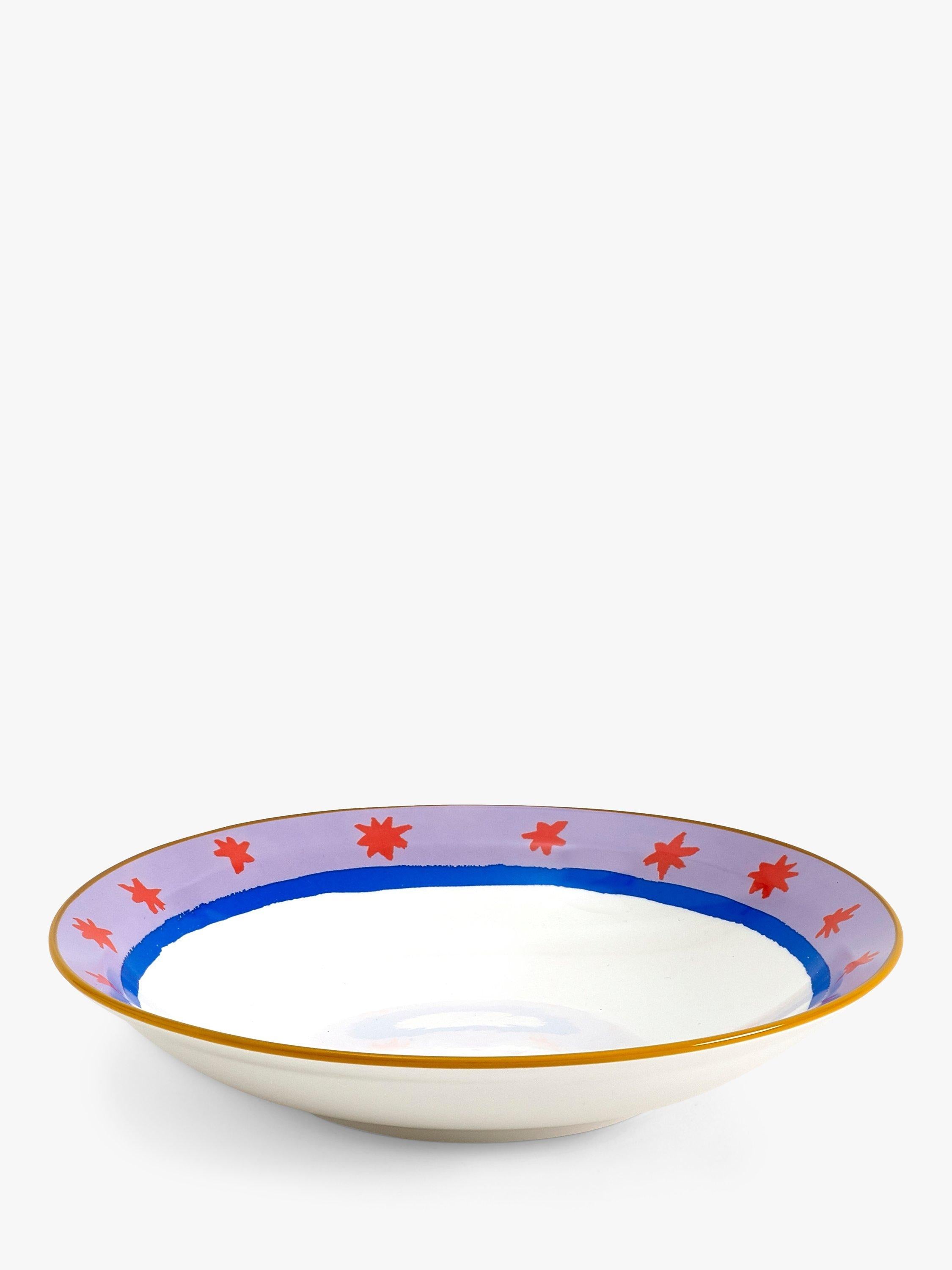 Eleanor Bowmer stoneware pasta bowl in multi, 22.5cm - British product