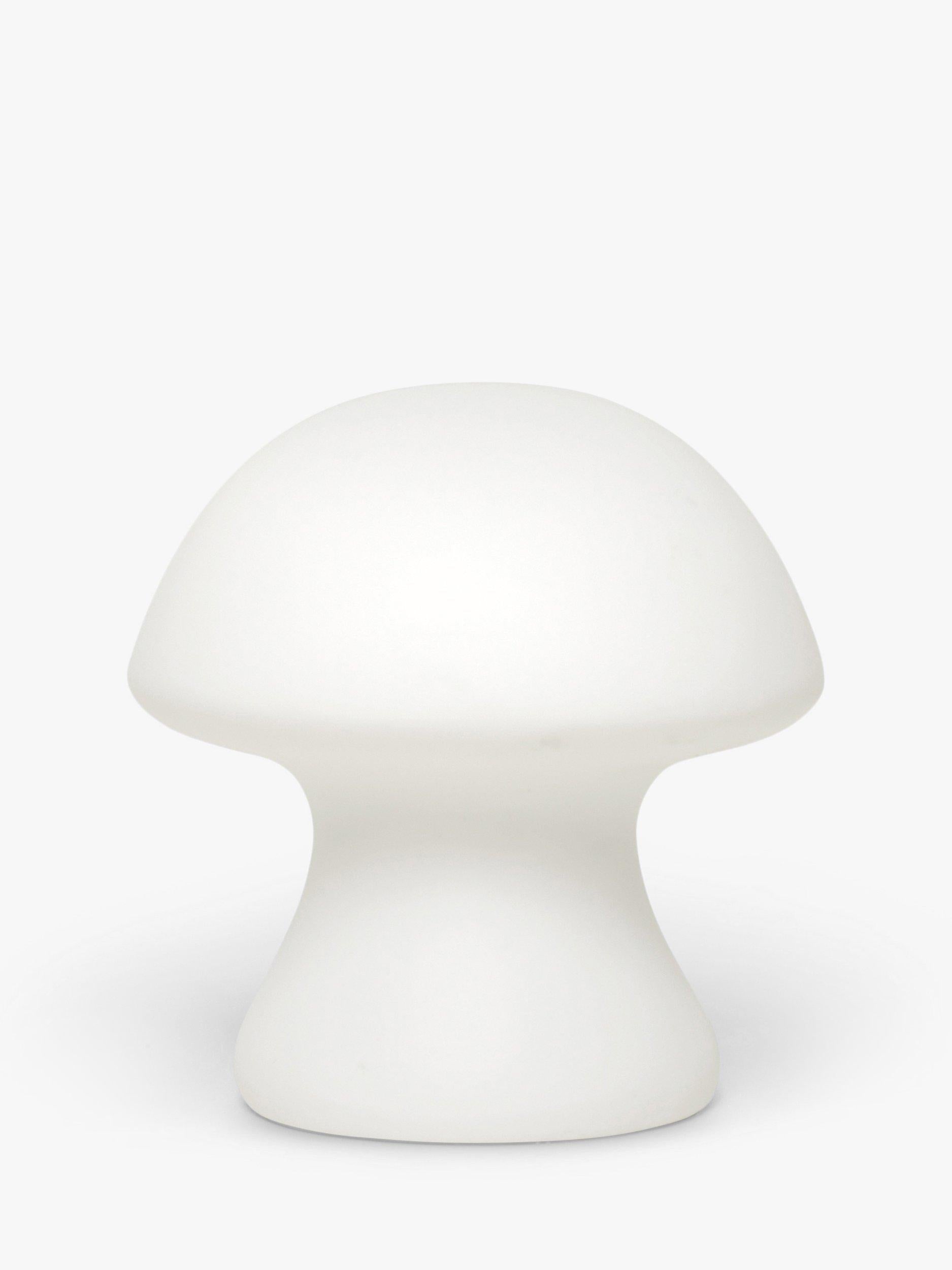 Kikkerland small cordless mushroom-shaped porcelain table light in white, UK version