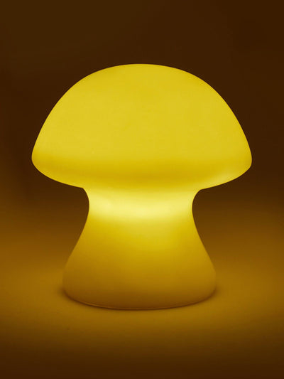 Kleine kabellose pilzförmige Porzellan-Tischlampe in Weiß mit Batterien im Lieferumfang enthalten