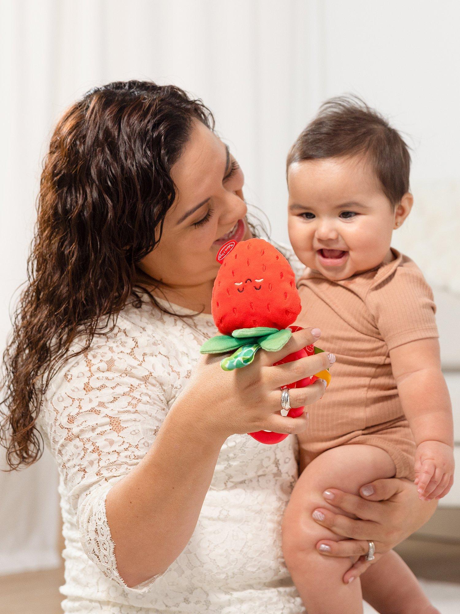 Melissa & Doug peek-a-boo strawberry take-along baby toy, imported from the UK
