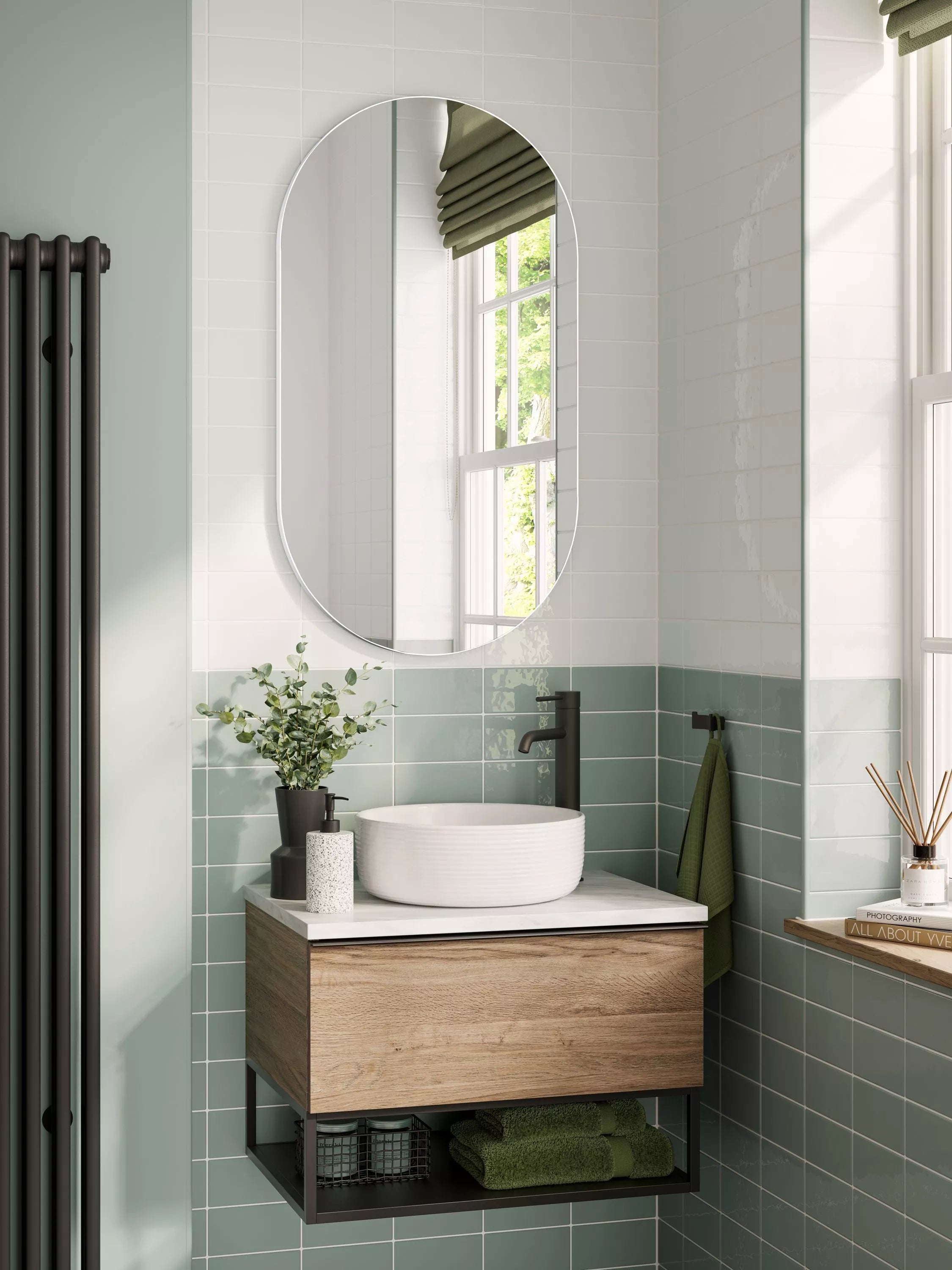 hib. Fusion Pill Bathroom Mirror, 90x50cm, White