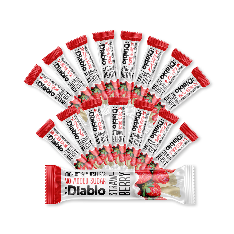 Diablo strawberry muesli bar pack of 16, UK version