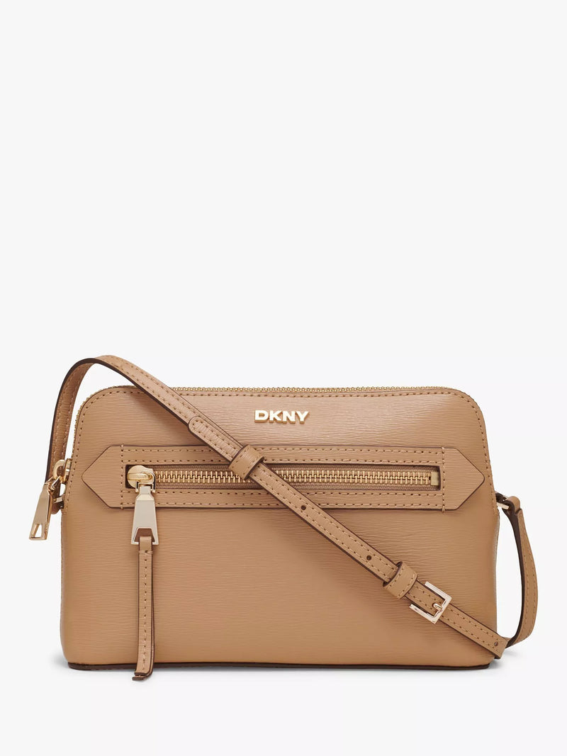 DKNY Byrant Dome Leather Cross Body Bag, Cappuccino
