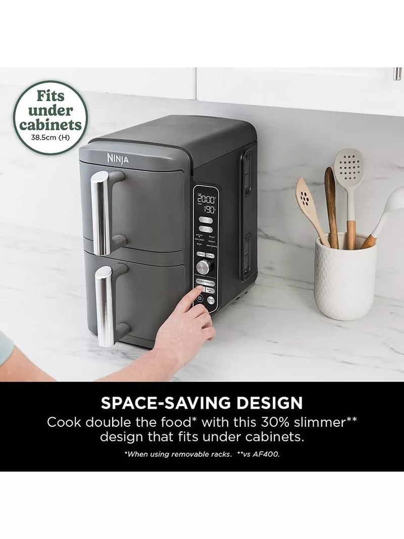 Ninja Double Stack XL 2-Drawer Air Fryer in Grey, imported from the UK