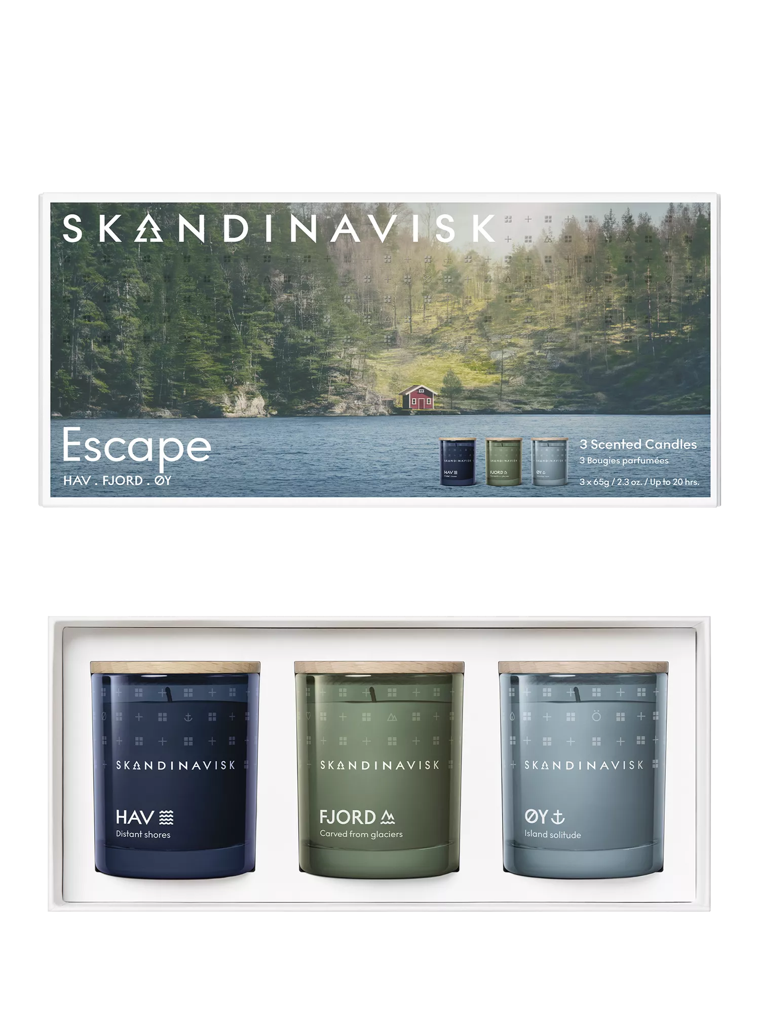SKANDINAVISK Escape Mini Trio scented candles 3x65g - British product