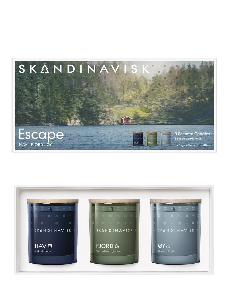 SKANDINAVISK Escape Mini Trio scented candles 3x65g - British product