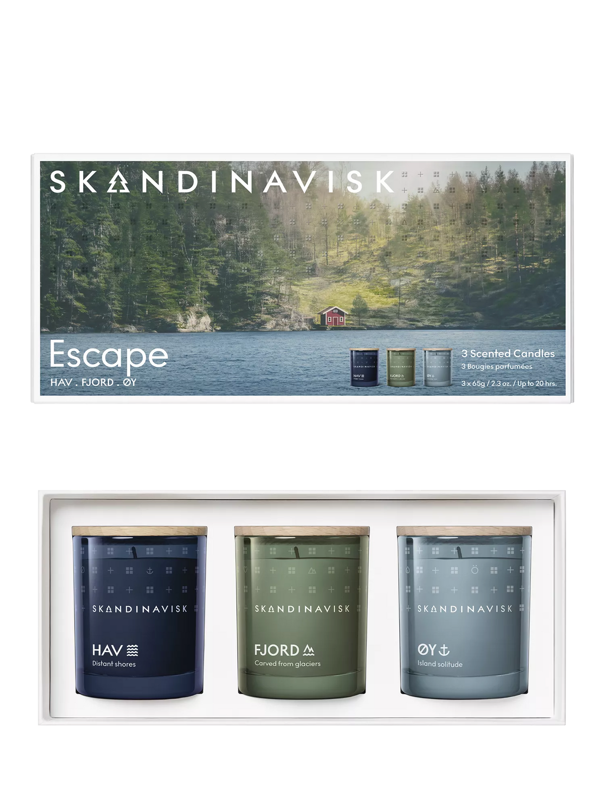 SKANDINAVISK Escape Mini Trio scented candles 3x65g - British product