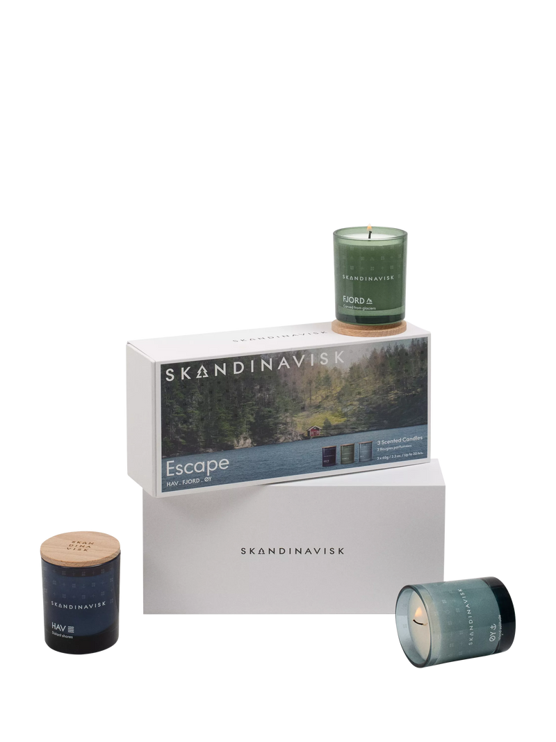 SKANDINAVISK Escape Mini Trio scented candles 3x65g - British product