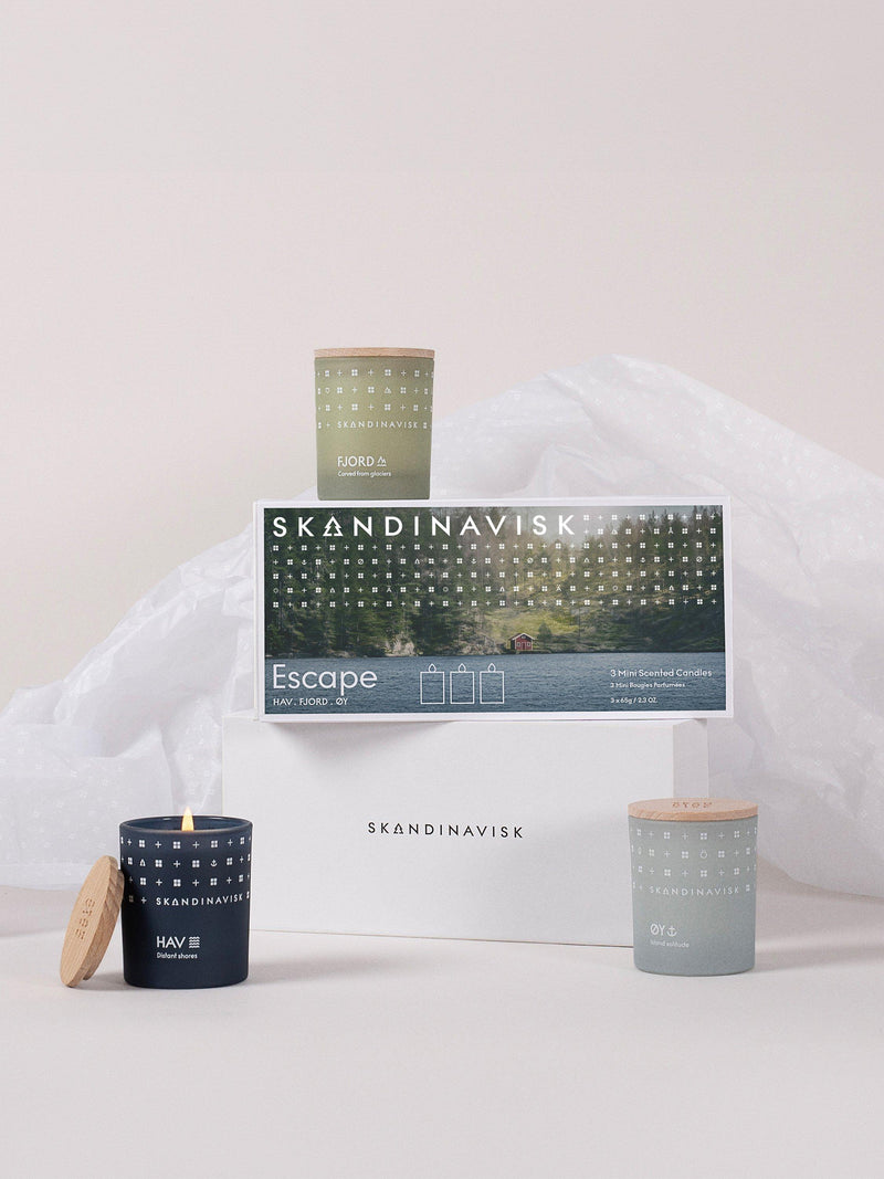 SKANDINAVISK Escape Mini Trio scented candles 3x65g - British product