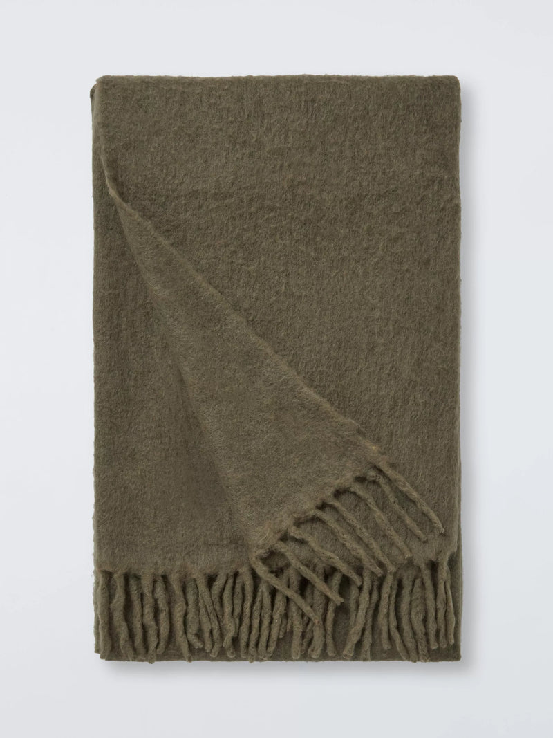 John Lewis Mohair Effect Plain Throw - Slate Blue