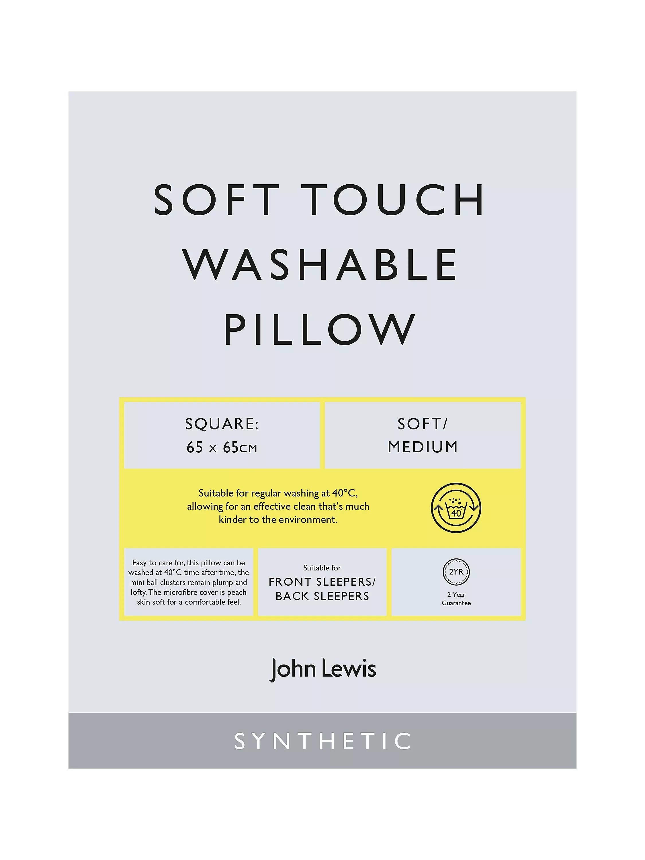 John Lewis synthetic square pillow medium washable, UK version