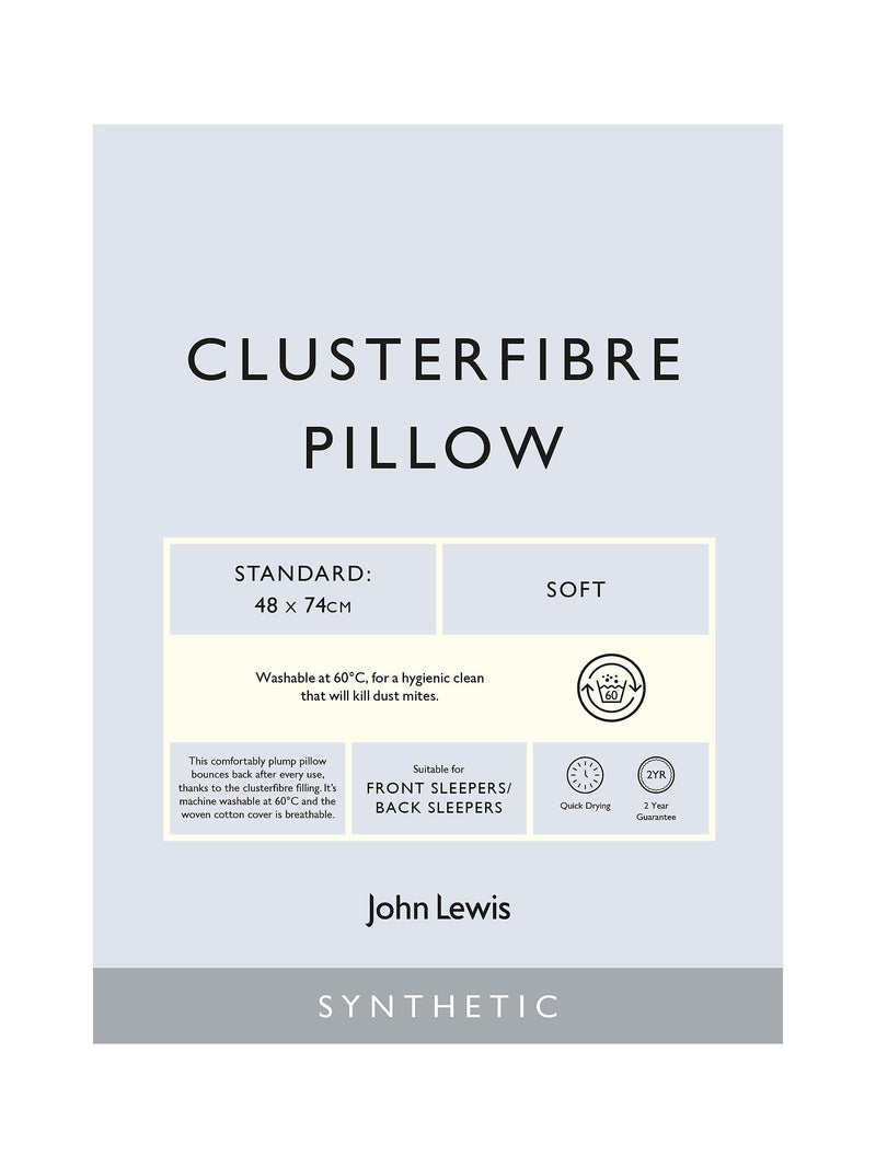 John Lewis synthetic clusterfibre standard soft pillow, UK version