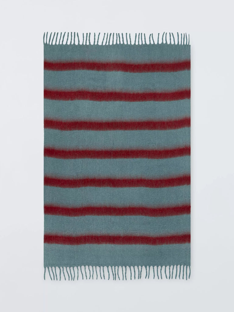 Mohair Effect Stripe Throw, Heritage Grey