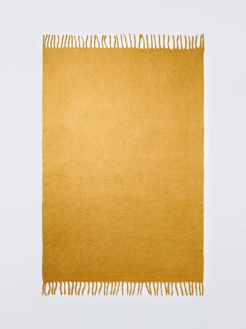 John Lewis Mohair Effect Plain Throw - Olive