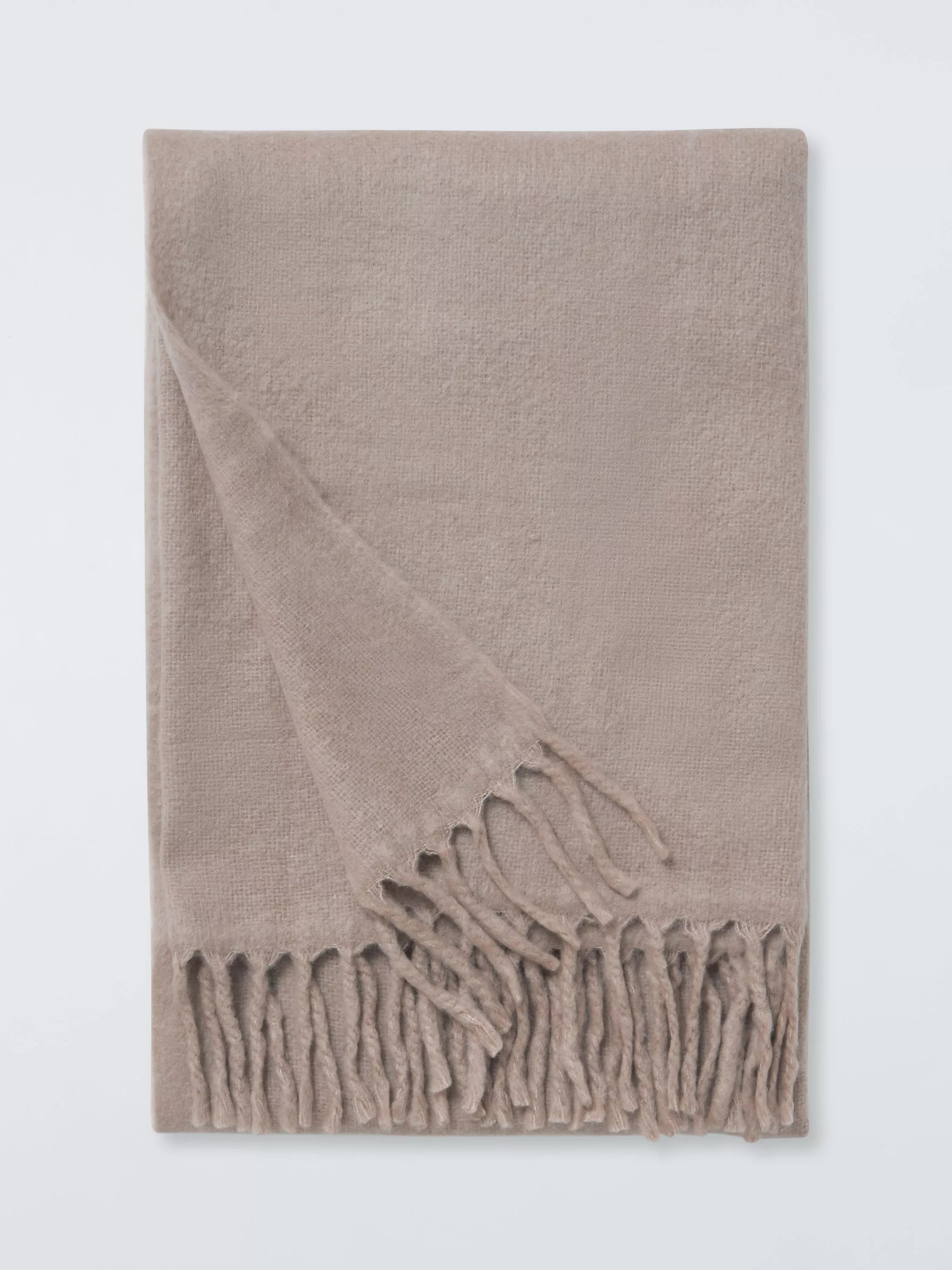 John Lewis Mohair Effect Plain Throw - Bluestone
