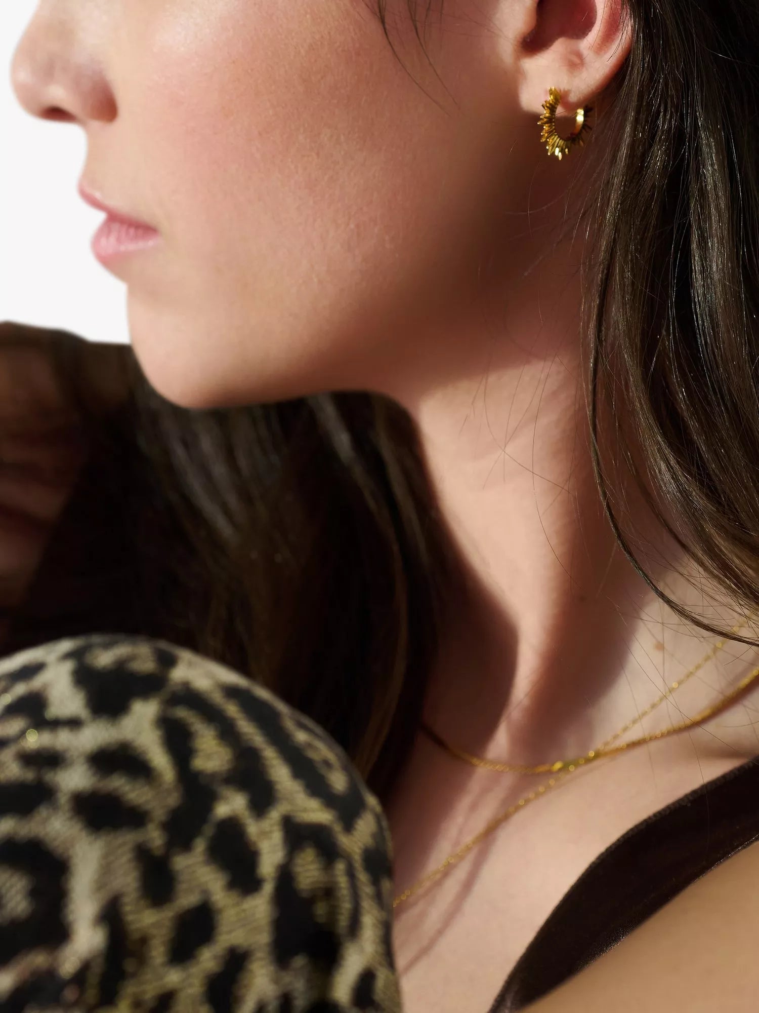 Rachel Jackson London mini huggie hoop earrings, imported from the UK