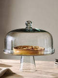 nkuku recycled glass dome cake stand 30cm, imported from the UK