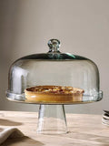 nkuku recycled glass dome cake stand 30cm, imported from the UK