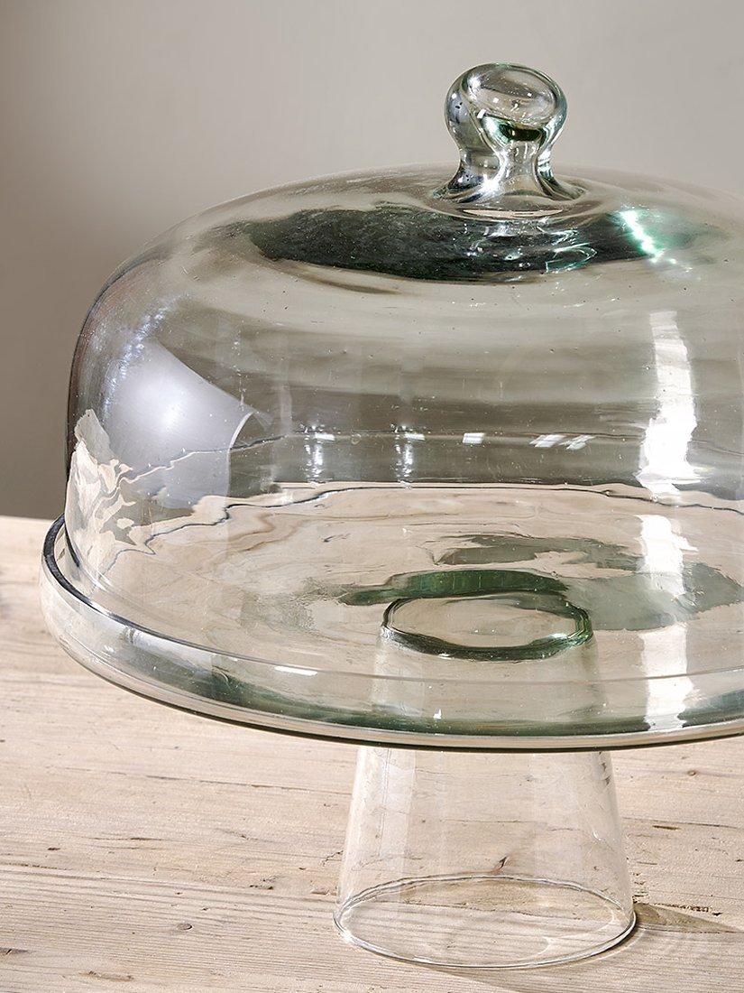 nkuku recycled glass dome cake stand 30cm, imported from the UK