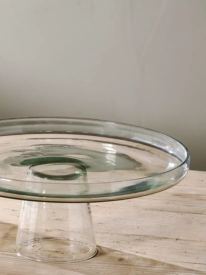 nkuku recycled glass dome cake stand 30cm, imported from the UK