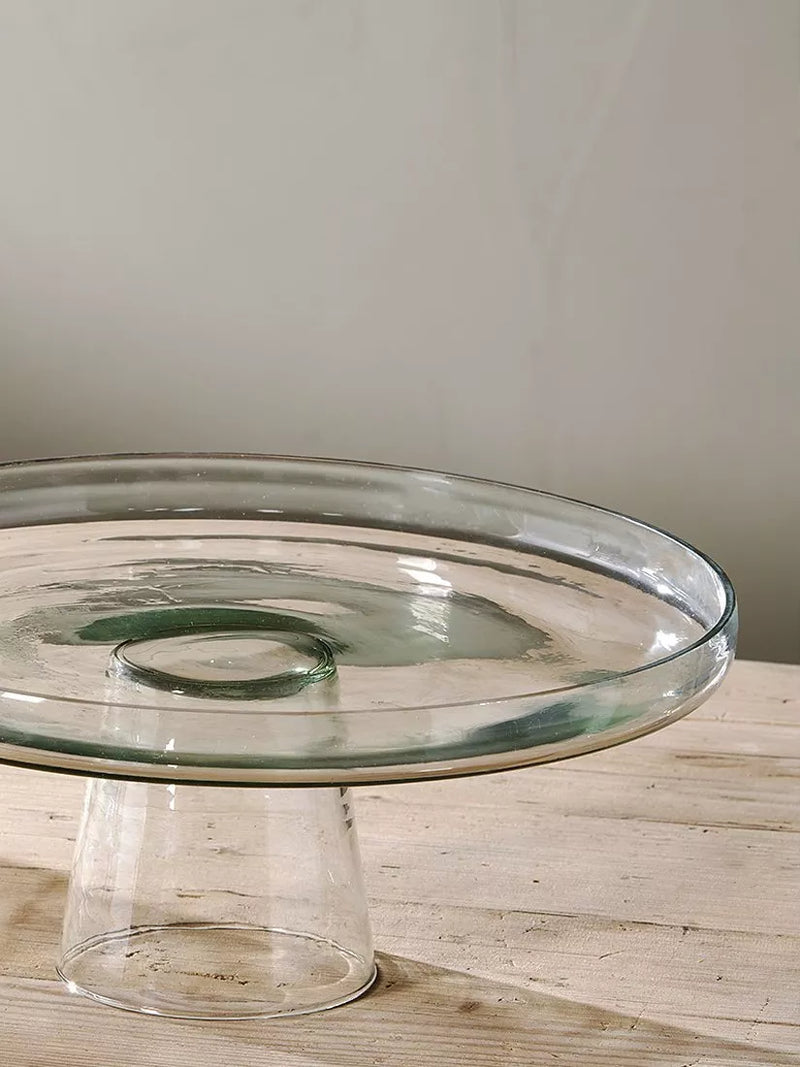 nkuku recycled glass dome cake stand 30cm, imported from the UK