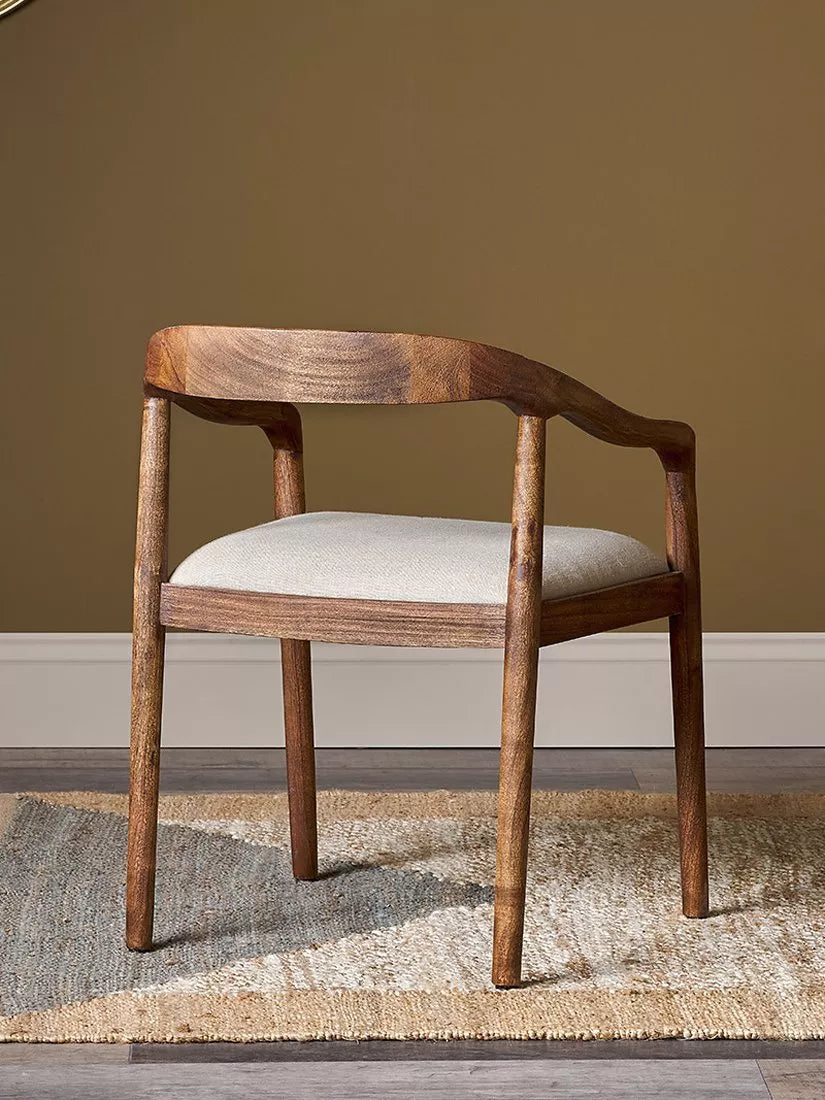 nkuku Anbu acacia upholstered dining chair (British brand)