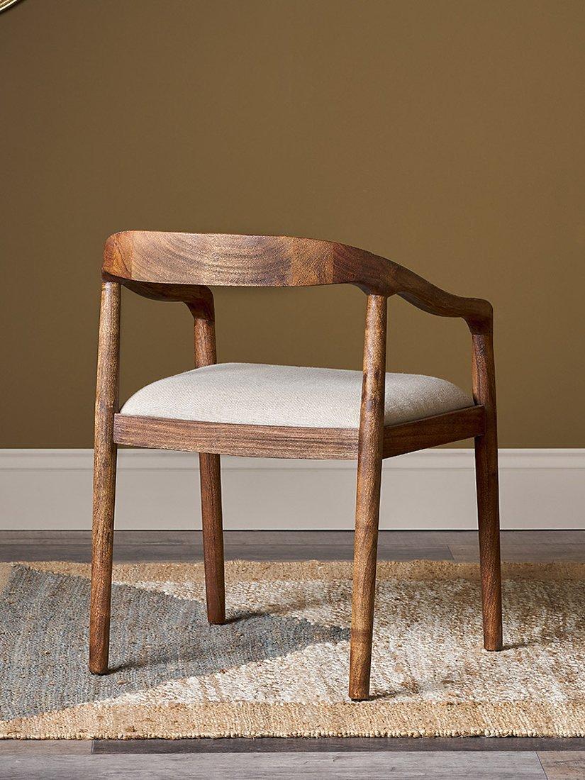 nkuku Anbu acacia upholstered dining chair (British brand)