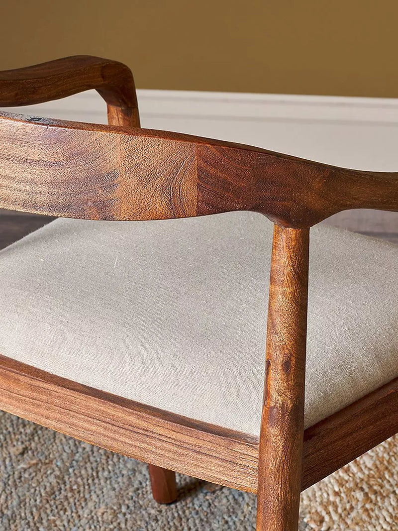 nkuku Anbu acacia upholstered dining chair (British brand)