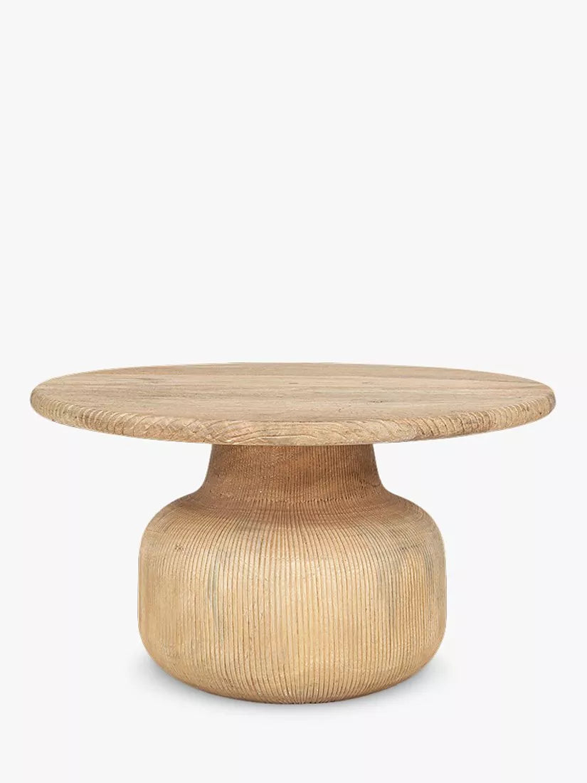 nkuku Vivan grooved wood coffee table 77cm (British brand)